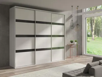 Obrázek produktu pro Třídveřová šatní skříň 277 cm AMBOY 7 - černá / bílá