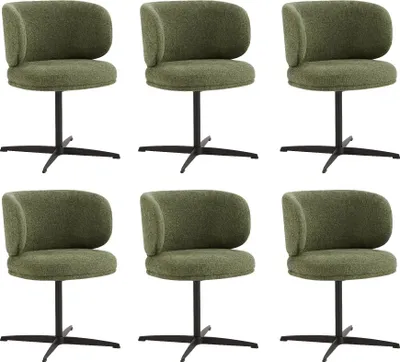 Image de Lot de 6 Chaises de Salle à Manger Chaise de Bureau Pivotante Chaise pour Chambre-coiffeuse Vert