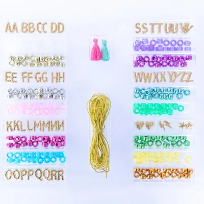 Immagine prodotto di Set per creare braccialetti in oro, oltre 300 perline, cordino elastico da 7 m