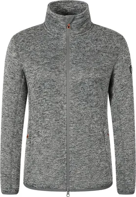 Produktbild von Blue Wave Damen Fleecejacke Nissa in Strickoptik mit Stehkragen - Fleece-Strickjacke mit Reißverschluss in Grau Melange Größe 44
