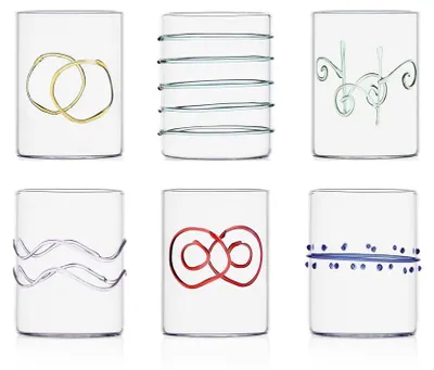 Immagine prodotto di Ichendorf Milano 09352.007Ar: Set di 6 bicchieri da acqua in vetro, capacità 30 cl, collezione Decò Harlekin