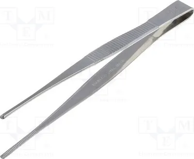 Zdjęcie produktu dla 1 x Pęseta 125 mm, ostrze: proste, specjalne. Rozmiar: zaokrąglone. PTS-02 Uniwersalne pęsety