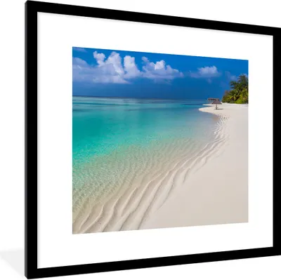 Produktbild von MuchoWow® Gerahmtes Poster Meer - Strand - Sommer 40x40 cm - Poster mit Schwarzem Bilderrahmen Wandposter Rahmen Foto Bilder - Poster - Plakat im Rahmen