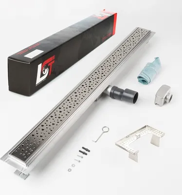 Produktbild von Duschrinne Tropfen 900x70mm Ablaufrinne Duschrost mit Edelstahl Siphon Haarsieb