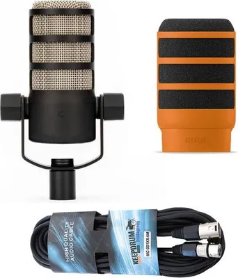 Produktbild von Rode Mikrofon Podmic mit WS14O Popschutz und Kabel
