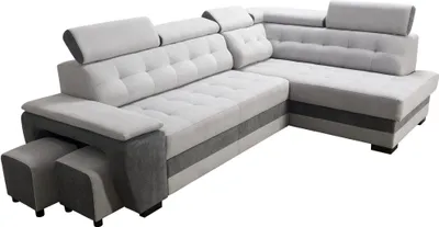 Produktbild von Robin Grand Ecksofa mit Schlaffunktion Bettkasten Kopfstützen 277x180x86 Silver Anthracite Rechst