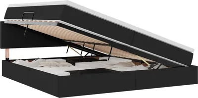 Image de vidaXL Lit de rangement avec matelas noir 200 x 200 cm velours