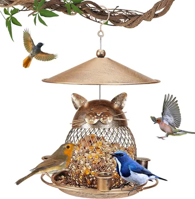 Produktbild von Metallene Vogelvoeder mit 3 Wasserbecken für Außenhängen - Idee zum Geschenk für Vogelfreunde