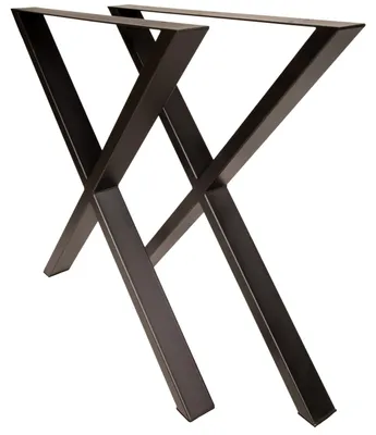 Zdjęcie produktu dla Wysokiej jakości czarne metalowe nogi stołowe 70 cm - zestaw 2 do stołów, stolików kawowych i biurek, stabilne i łatwe w montażu, obciążenie do 200 kg.