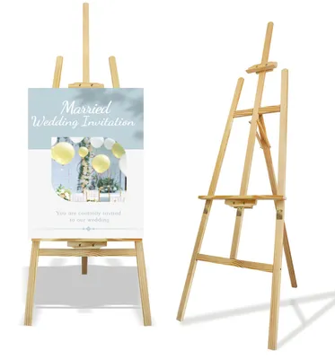 Produktbild von Künstlerstaffelei - Atelierstaffelei - Holz - A-förmig - Zusammenklappbar - Höhenverstellbar - 175 x 59,5 x 72 cm