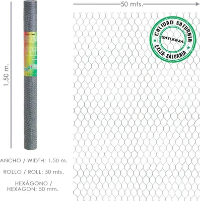 Immagine prodotto di Rete metallica a tripla torsione 50/150 cm. rotolo da 50 metri per uso domestico