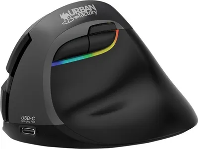 Produktbild von Urban Factory Ergo PRO, rechts, Vertikale Ausführung, Optisch, RF Wireless, 2400 DPI, Schwarz
