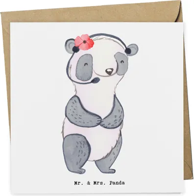 Produktbild von Mr. & Mrs. Panda Grußkarte Kundendienstmitarbeiterin Herz - Weiß - Geschenk, Headset, doppelkarte, Backoffice Mitarbeiter, Homeoffice, Customer Service, Klappkarte