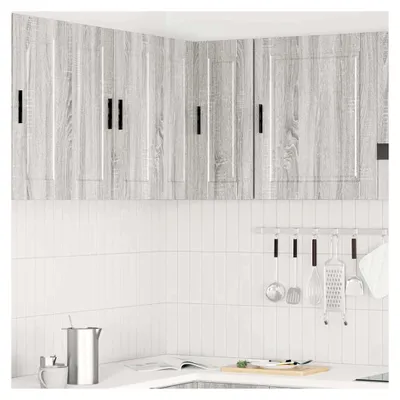 Produktbild von Eckhängeschrank Grau Sonoma Holzwerkstoff 57x57x60 cm für die Küche