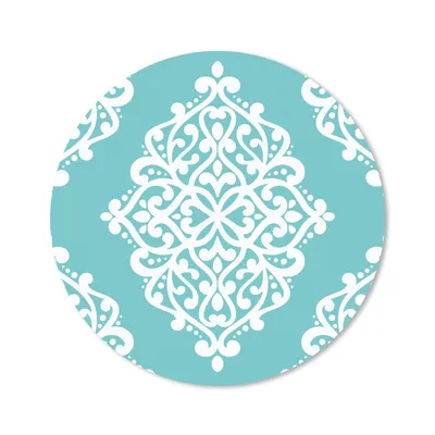Produktbild von MuchoWow® Mauspad Mousepad Blumen - Weiß - Blau - Vintage - Muster 50x50 cm - Mousepads - Maus Mat - Pad - Mausunterlage - Vinyl