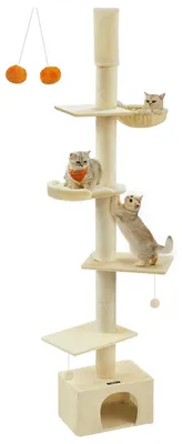 Produktbild von Feandrea Kratzbaum groß deckenhoch, 252 cm höhenverstellbar, XXL – beige
