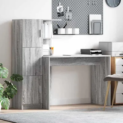 Produktbild von vidaXL Schreibtisch Graues Sonoma 133,5 x 50 x 124 cm 2 stk.
