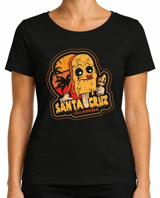 Produktbild von Santa Cruz California Skull Totenkopf Eis Popsicle Sommer Beach Damen T-Shirt, Schwarz, XL
