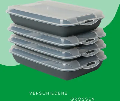 Immagine prodotto di Novaliv set di 6 contenitori per affettare di alta qualità color antracite con coperchio trasparente, contenitori per salsicce e formaggi Dimensioni 25x17x3 cm Organizzatore per il frigorifero Contenitore per pane croccante Flat must-have kitchen gadget
