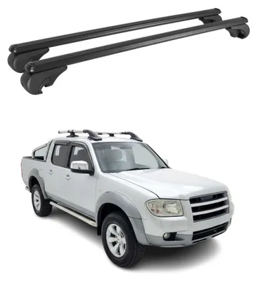 Image de Barres de toit Transversales pour Ford Ranger II 2006-2011 Aluminium Noir 2x, Image générée par une IA