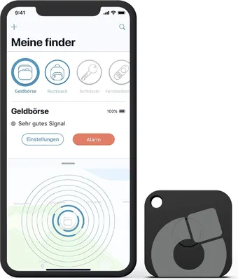 Produktbild von musegear® Schlüsselfinder mit Bluetooth App aus Deutschland I Maximaler Datenschutz I wiederaufladbar I schwarz 1er Pack I Schlüssel finden