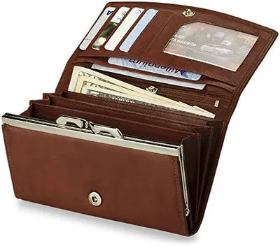 Produktbild von Money Maker RFID-geschützte Echtleder-Geldbörse für Damen und Frauen, Kellnerbörse, schwarz, 16x2.5x9.5cm