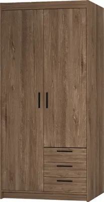 Produktbild von Tkmoebel 2-türiger Drehtürenschrank  Kleiderschrank Schrank mit Schubladen LENA 2D3S laminierte Platte Breite 89,7cm,Lefkas-Eiche