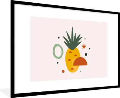 Produktbild von MuchoWow® Gerahmtes Poster Ananas - Tropisch - Obst 90x60 cm - Poster mit Schwarzem Bilderrahmen Wandposter Rahmen Foto Bilder - Wanddekoration - Fotos