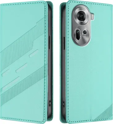 Image de Etui pour Oppo Reno11 5G, étui portefeuille en cuirPolyuréthaneavec fente pour carte et fonction Türkis stand