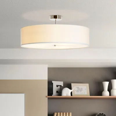 Produktbild von moderne Deckenlampe, mit schlichtem Stoffschirm, Metall/Textil Ø60cm