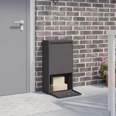 Produktbild von PUEAZU Paketdrop-Box mit Speicher Schwarz 44 x 22 x 82 cm Stahl - Briefkästen &33375
