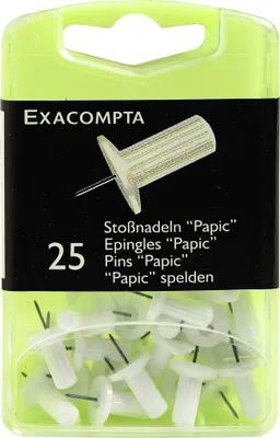 Produktbild von Exacompta Blisterbox +25 Stück Pinnwandnadeln Papic Ø10mm Spitze 7mm Weiß 14900E