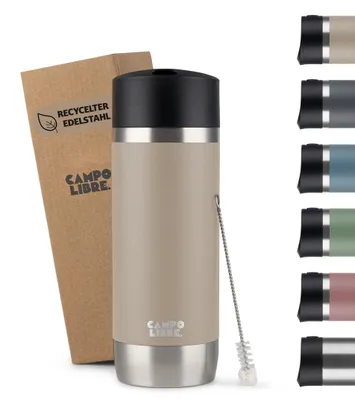 Isolierbecher To Go 350 ml, One-Touch-Deckel, doppelwandig, Beige