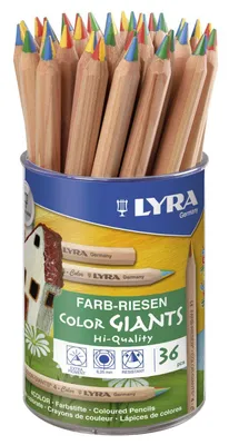 Image de 36x LYRA 3933365 Farbstift Farb-Riesen 4-Color naturbelassen im Köcher
