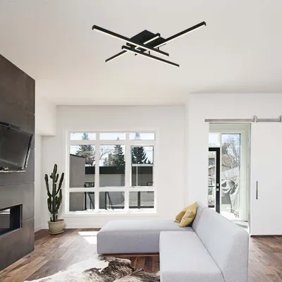Immagine prodotto di Plafoniera LED, aste, nero, dimmerabile TRIAC, L 88 cm