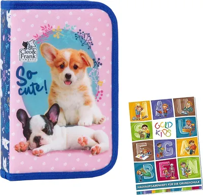 Produktbild von Federmappe Federmäppchen Federtasche ohne Inhalt Cleo & Frank 34 Hund Bulldog Motiv Artikel inkl Hausaufgabenheft