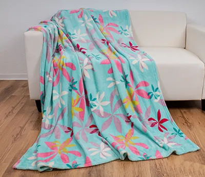 Produktbild von heimtexland ® Sommer Wohndecke Flanell Decke Bunt Blumen Mädchen Picknick Kuscheldecke 150x200 Typ812 Blumen Blau