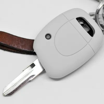 Produktbild von Auto Schlüssel Hülle Silikon Schutz Cover Grau kompatibel mit Renault Clio Twingo Kangoo 1 Tasten Funk Fernbedienung