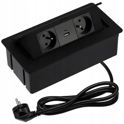 Obrázek produktu pro GTV SOFT Vpusťtelná stolní zásuvka 2xUSB, černá