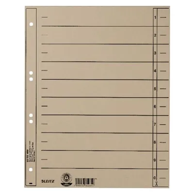 Productafbeelding van LEITZ scheidingsbladen, A4, breder formaat, manilakarton, 230 g/m², grijs