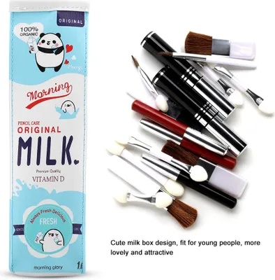 Image de 3Colors Cartoon Milk Stationery Bag WaterproofPolyuréthaneLarge Capacity Pencil Case Storage Bag