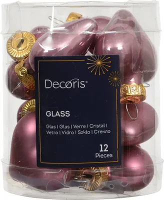 Produktbild von Weihnachtsbaumkugeln Set 12 Stück 4 cm rosa Herzen
