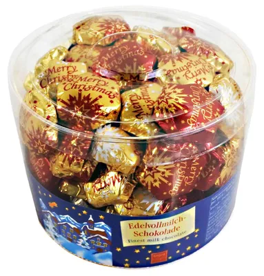 Produktbild von Mini-Sternchen "Merry Christmas" aus Edelvollmilchschokolade, 100x6,25g