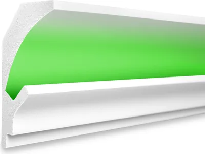 Produktbild von LED Einbauprofil aus Styropor mit Hartbeschichtung, Trockenbau Stuckleisten (9.2 Meter KD202) Einbauleiste für LED Streifen Stripe Kanal Lichtvoute Profil