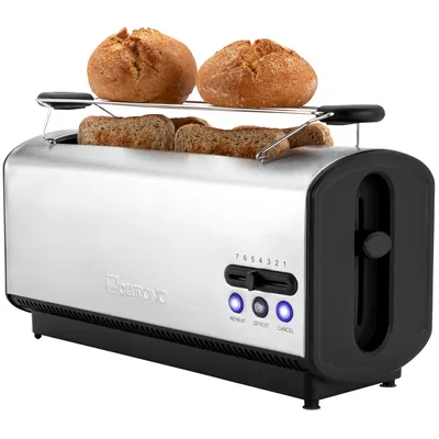Produktbild von Clatronic TA 3687 Langschlitz-Toaster, Edelstahlgehäuse, Auftaufunktion, Brötchenrost