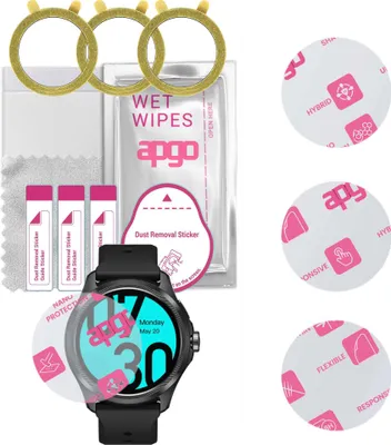 Produktbild von apgo 3 Stück Schutzglas, klar, kompatibel mit Mobvoi Pro 5 GPS Smartwatch, Hybrid 8H, Ersatz für Hartglas, Displayschutzglas, Bildschirmschutz, Displayschutz, kratzfest