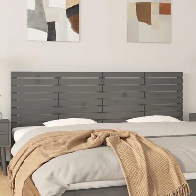 Produktbild von vidaXL Wand Kopfteil Grau 206x3x63 cm Massivholz Kiefer - Wand-Kopfteil - Wand-Kopfteile - Kopfteil - Bett-Kopfteil