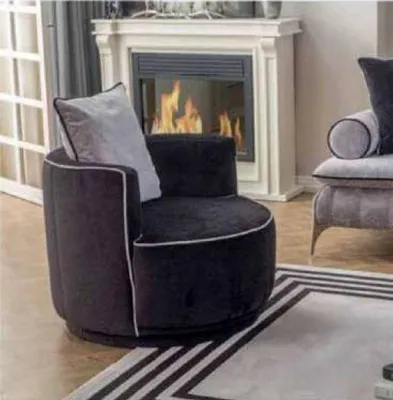 Produktbild von Cocktailsessel Sessel Ohrensessel Stoff Wohnzimmer Schwarz Modern