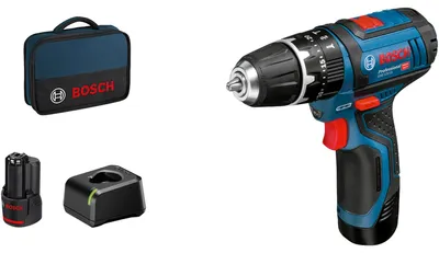 Zdjęcie produktu dla Bosch GSB 12V-15 Professional, Wiertarka pistoletowa, Czarny, Niebieski, 1 cm, 1300 RPM, 1,9 cm, 1 cm