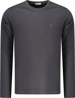 Produktbild von Blaues Herren-Langarmshirt mit Rundhalsausschnitt und Stickerei